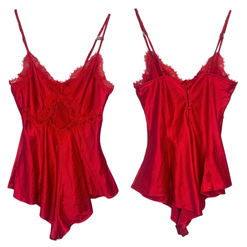 Victoria's Secret Red Satin Lace Chemise